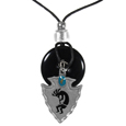 Cord Necklace with Onyx Colored Disc